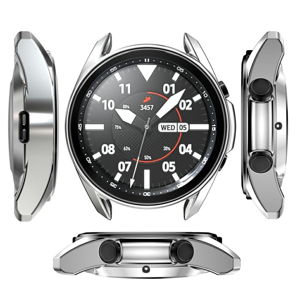 Samsung Galaxy Watch 3 (45mm) Holdbar Silikone Bumper  - Sølv#serie_10