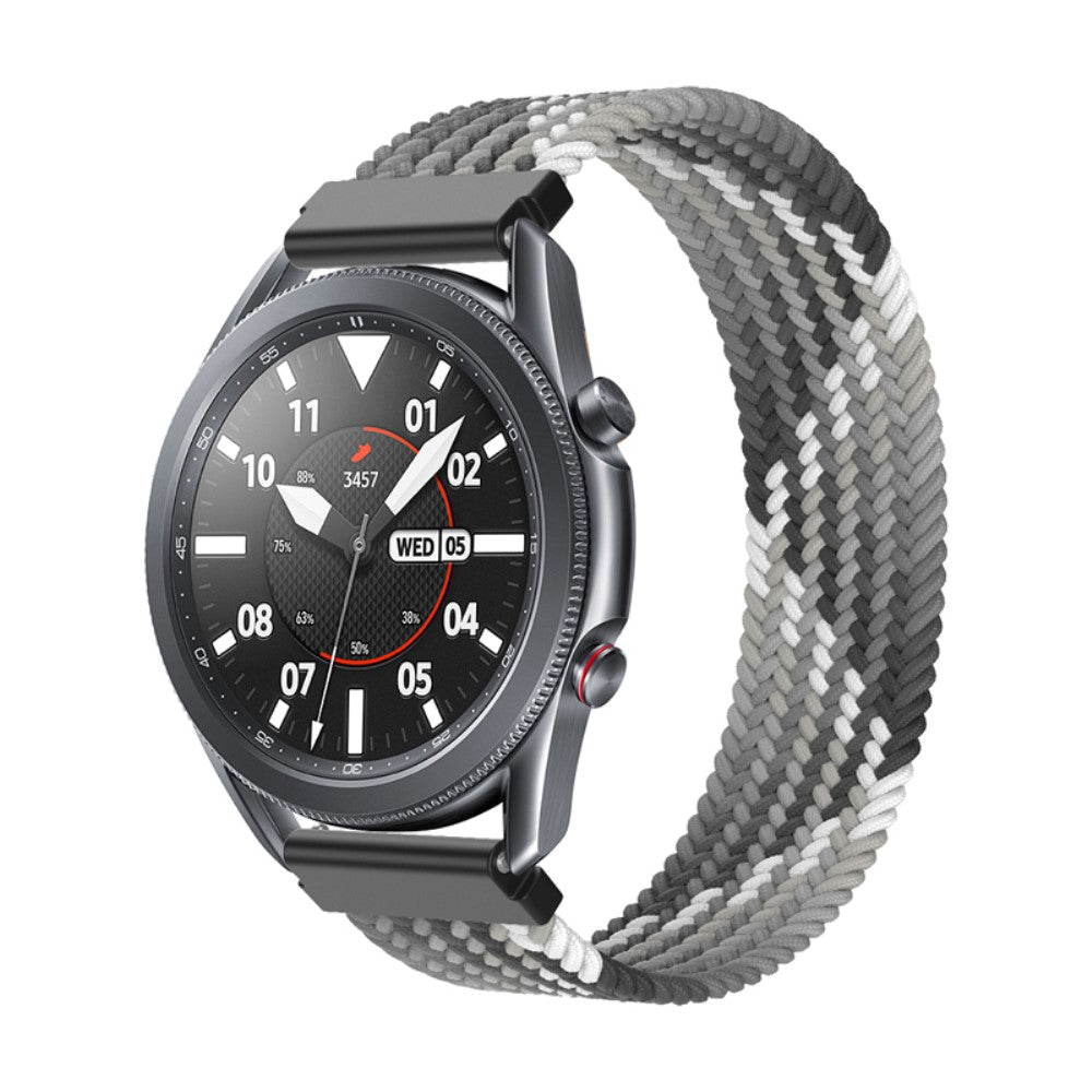 Super cool Samsung Galaxy Watch 3 (45mm) Nylon Rem - Størrelse: S - Sølv#serie_5