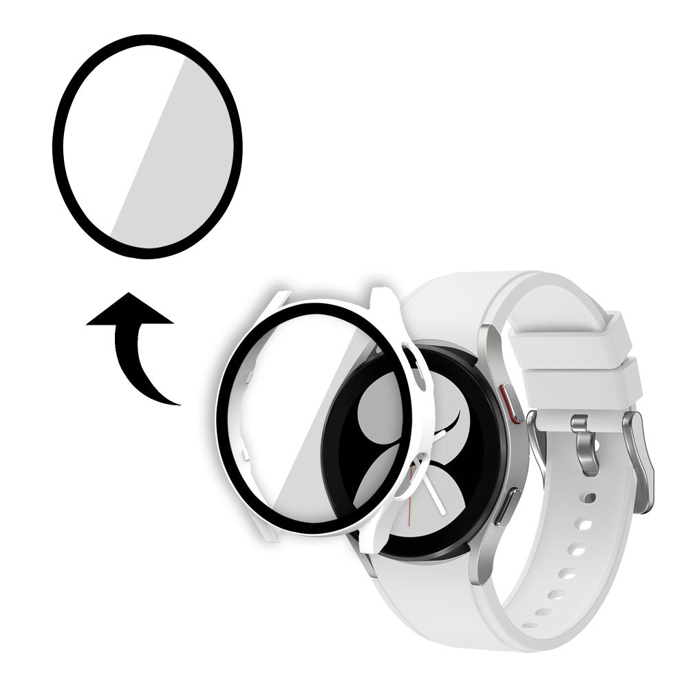 Rigtigt Fint Samsung Galaxy Watch 4 (40mm) Cover med Skærmbeskytter i Plastik og Hærdet Glas - Hvid#serie_2