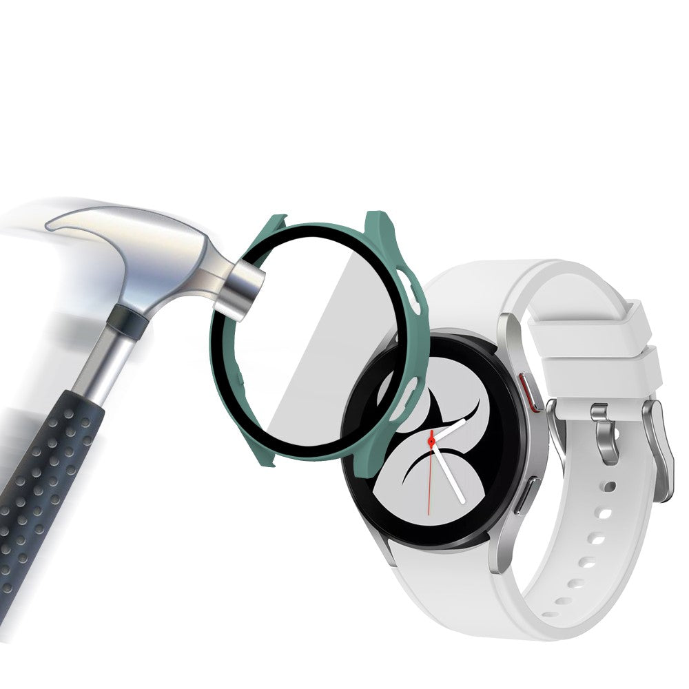 Rigtigt Fint Samsung Galaxy Watch 4 (40mm) Cover med Skærmbeskytter i Plastik og Hærdet Glas - Grøn#serie_5