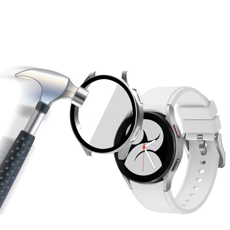 Meget Fed Samsung Galaxy Watch 4 (44mm) Cover med Skærmbeskytter i Plastik og Hærdet Glas - Sølv#serie_3