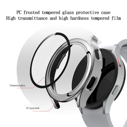 Super Pænt Samsung Galaxy Watch 4 (44mm) Cover med Skærmbeskytter i Plastik og Hærdet Glas - Sølv#serie_5