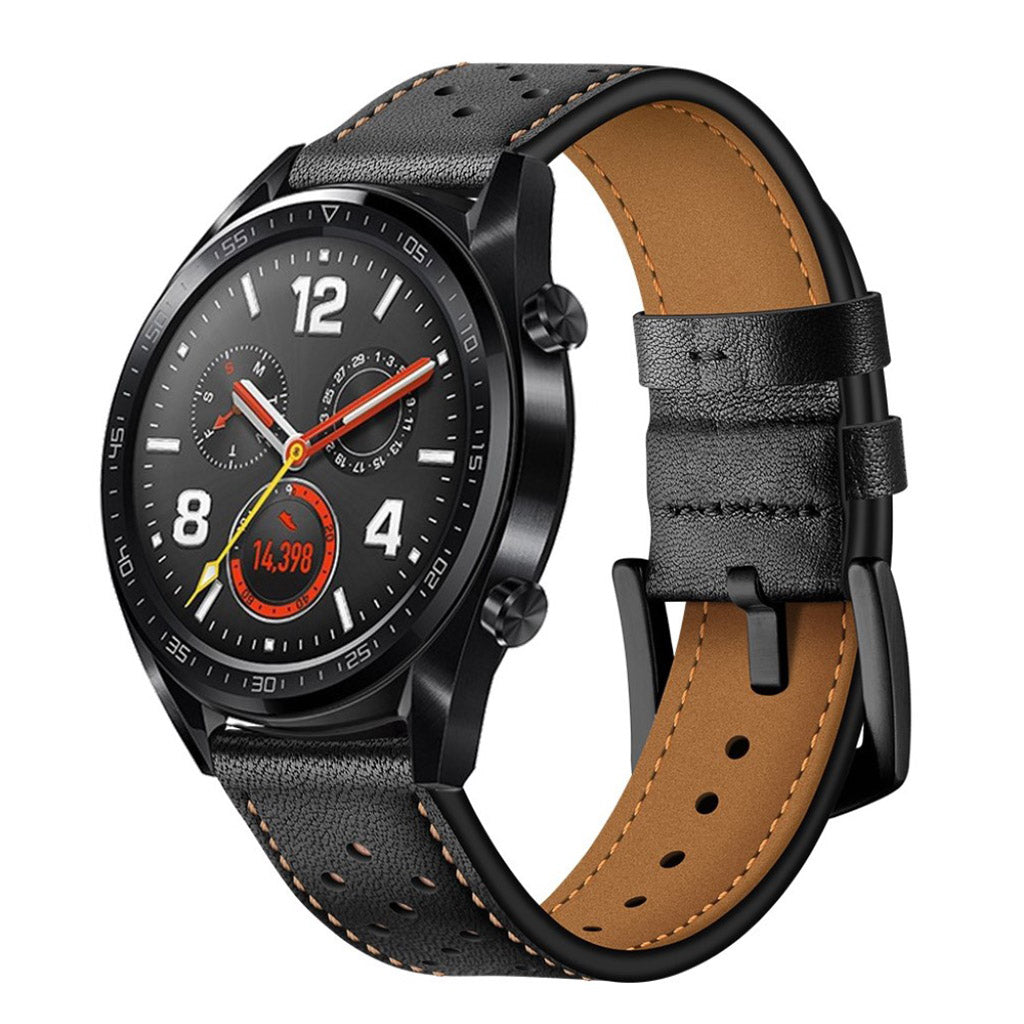 Vildt rart Huawei Watch GT Ægte læder Rem - Sort#serie_1