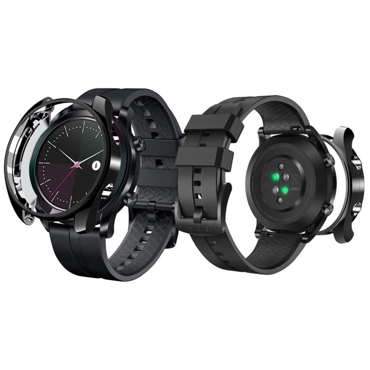 Vildt Fed Huawei Watch GT / Huawei Watch GT 2 42mm Cover med Skærmbeskytter i Plastik og Hærdet Glas - Sort#serie_1
