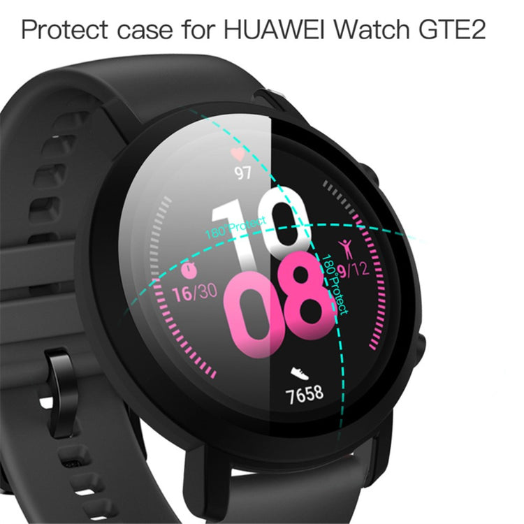 Meget Flot Huawei Watch GT 2 42mm Cover med Skærmbeskytter i Plastik og Hærdet Glas - Sort#serie_5