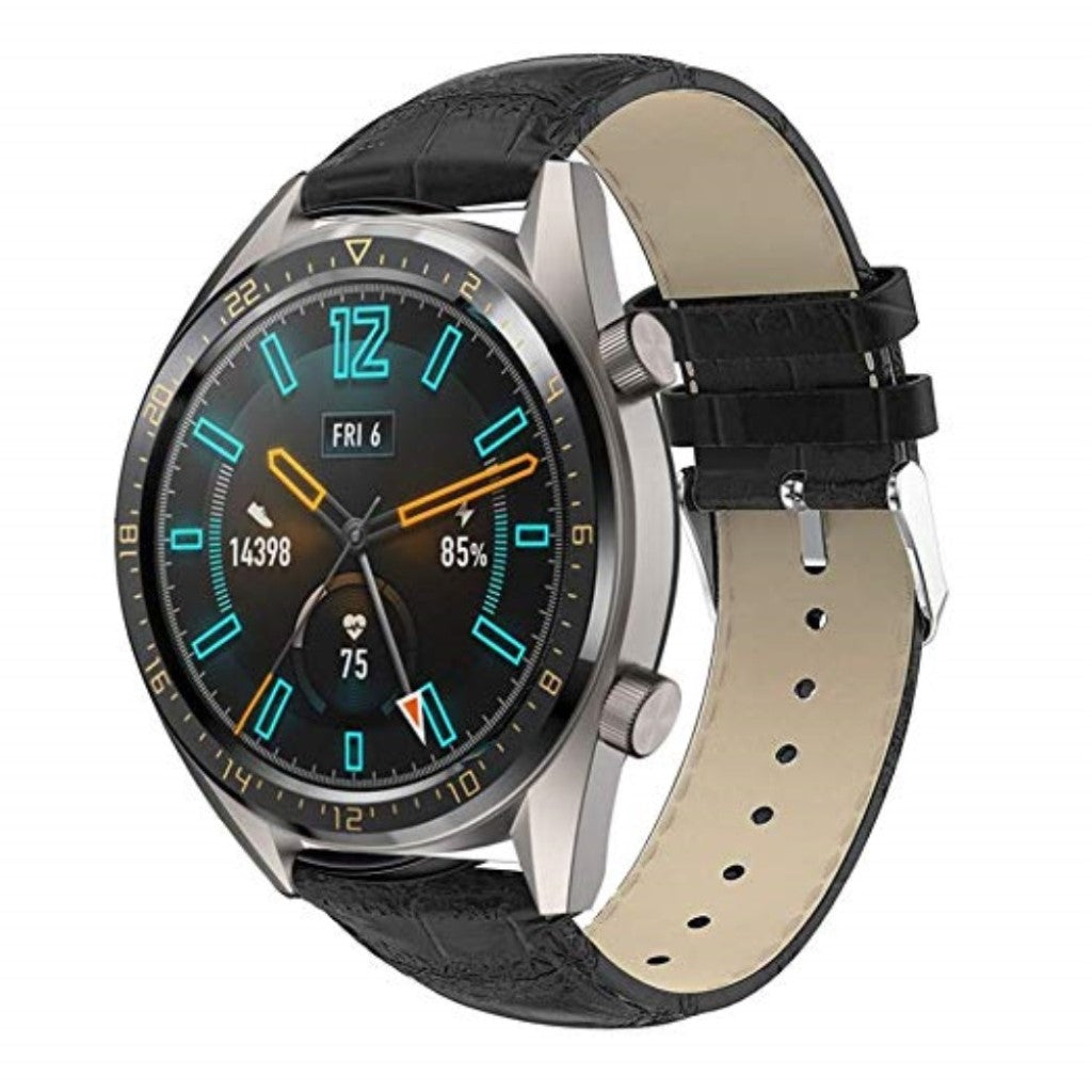 Super skøn Huawei Watch GT 2 46mm Ægte læder Rem - Sort#serie_1