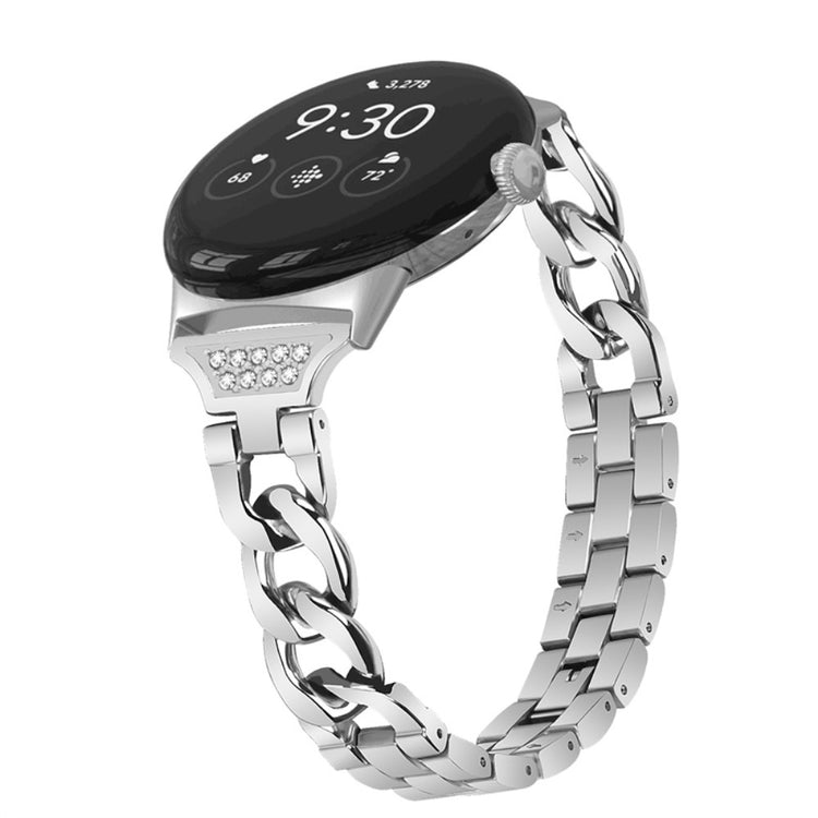 Elegant Google Pixel Watch Metal og Rhinsten Rem - Sølv#serie_047