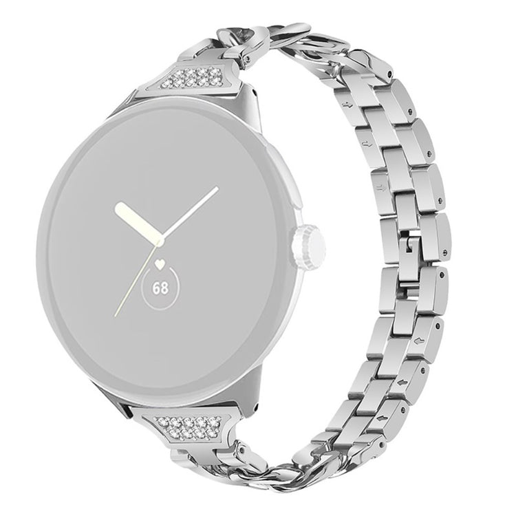 Elegant Google Pixel Watch Metal og Rhinsten Rem - Sølv#serie_047