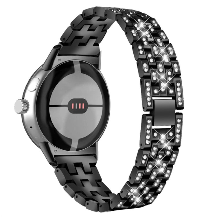 Stilfuld Google Pixel Watch Metal og Rhinsten Rem - Sort#serie_1