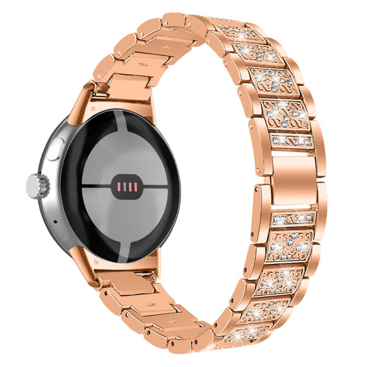 Sejt Google Pixel Watch Metal og Rhinsten Rem - Pink#serie_3