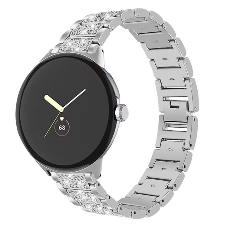 Sejt Google Pixel Watch Metal og Rhinsten Rem - Sølv#serie_6