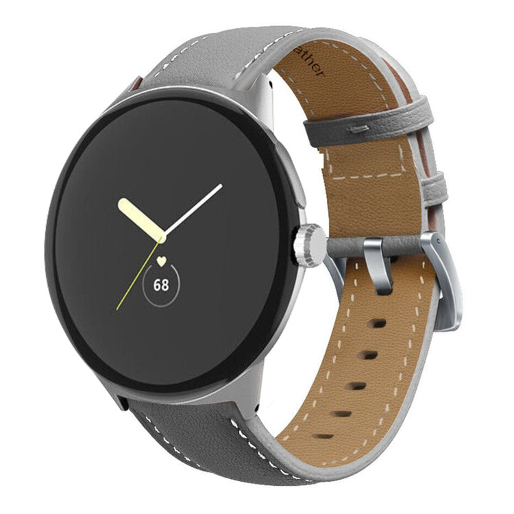 Vildt fantastisk Google Pixel Watch Ægte læder Rem - Sølv#serie_3