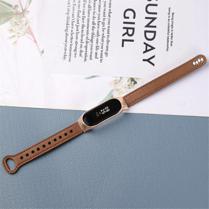  Xiaomi Mi Smart Band 6 / Xiaomi Mi Band 5 Ægte læder Urrem - Brun#serie_11