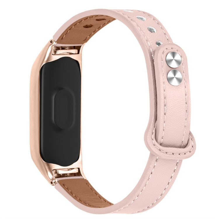  Xiaomi Mi Smart Band 6 / Xiaomi Mi Band 5 Ægte læder Rem - Pink#serie_4