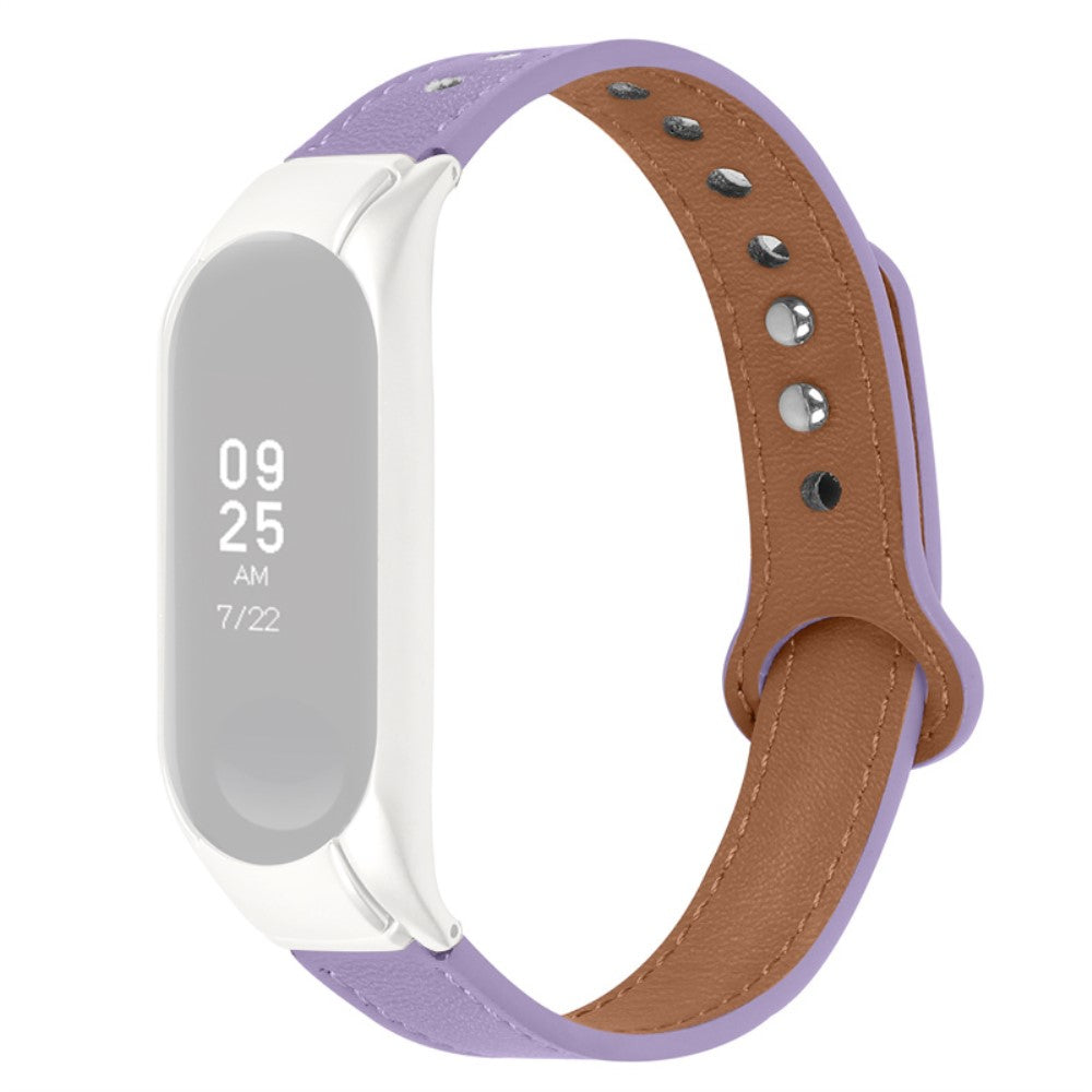  Xiaomi Mi Smart Band 6 / Xiaomi Mi Band 5 Ægte læder Urrem - Lilla#serie_6