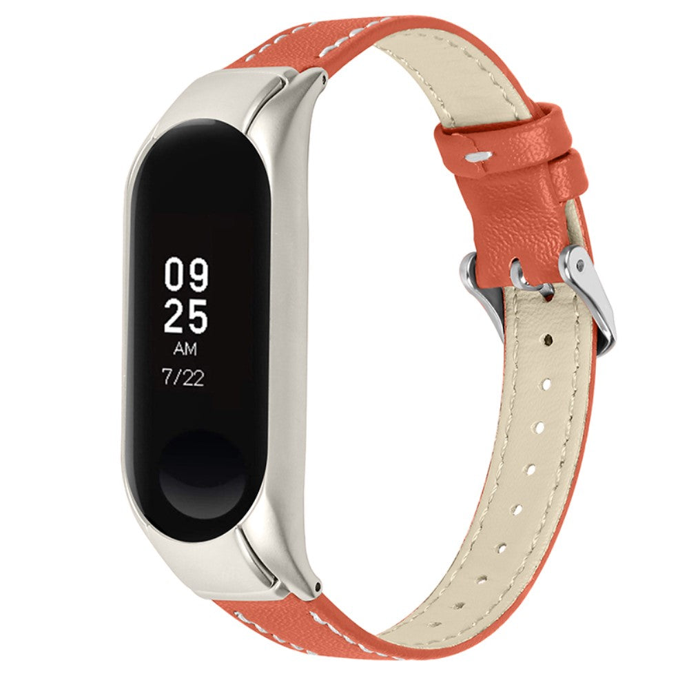 Fed Xiaomi Mi Band 7 Ægte læder Rem - Orange#serie_2