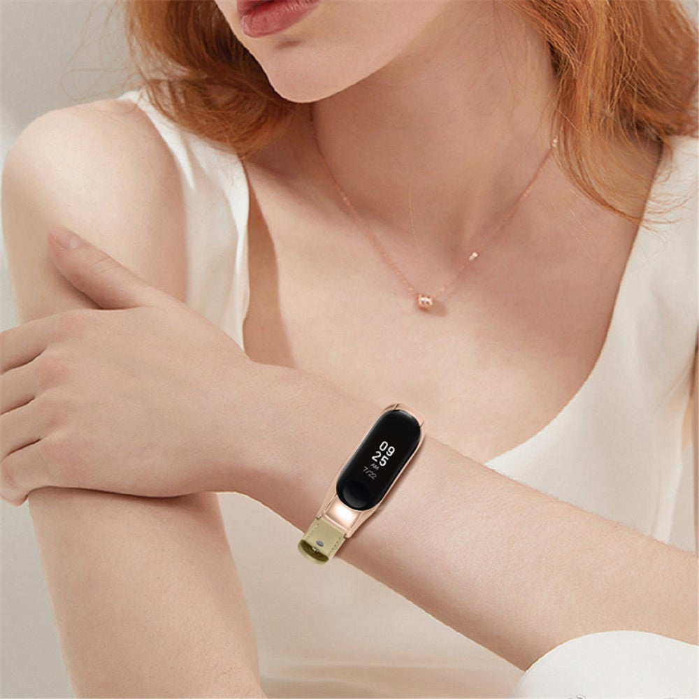  Xiaomi Mi Smart Band 4 / Xiaomi Mi Band 3 Ægte læder Urrem - Beige#serie_5