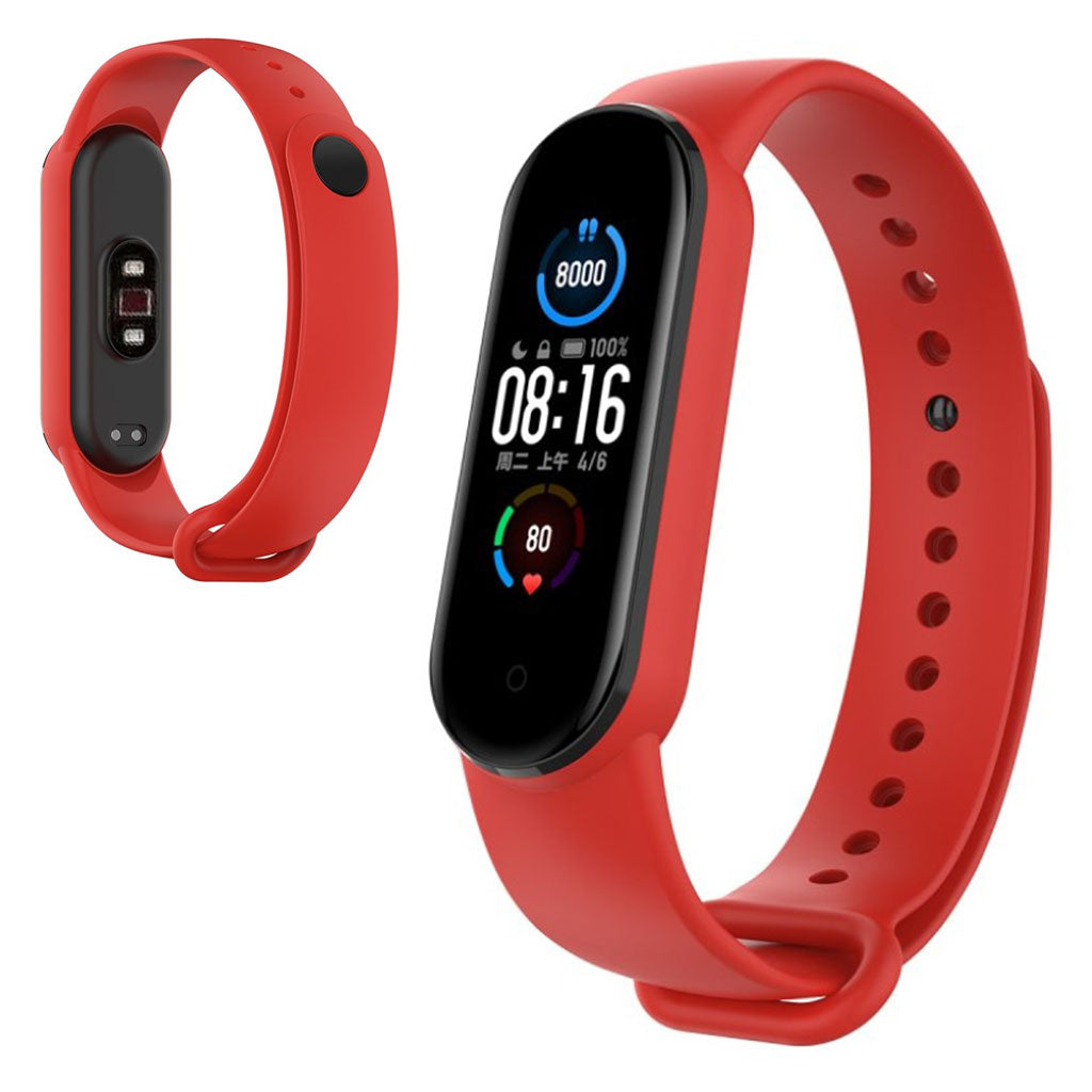 Mega fed Xiaomi Mi Band 5 Silikone Rem - Rød#serie_4