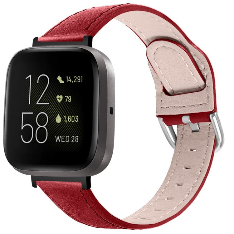 Fantastisk Fitbit Versa 3 / Fitbit Sense Ægte læder Rem - Rød#serie_3