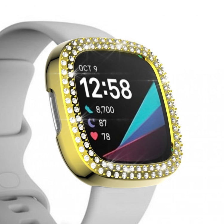 Godt Fitbit Versa 3 / Fitbit Sense Rhinsten og Silikone Cover - Guld#serie_4