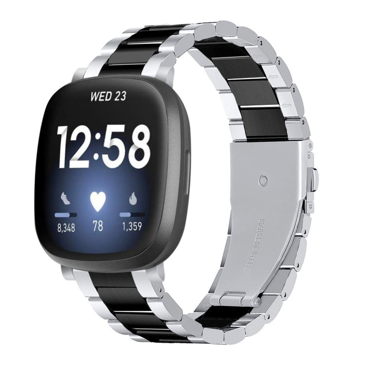 Rigtigt slidstærk Fitbit Versa 3 / Fitbit Sense Metal Rem - Sølv#serie_052