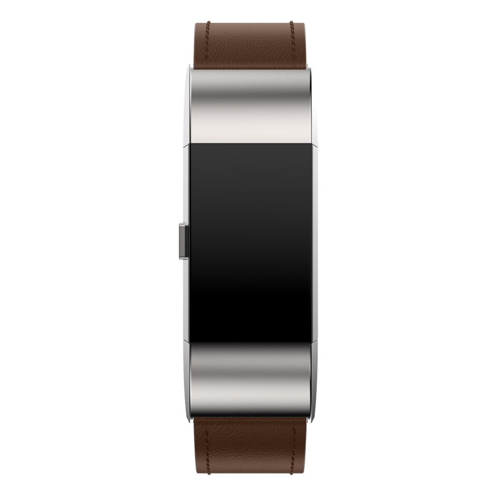 Super holdbart Fitbit Charge 2 Ægte læder Rem - Brun#serie_2