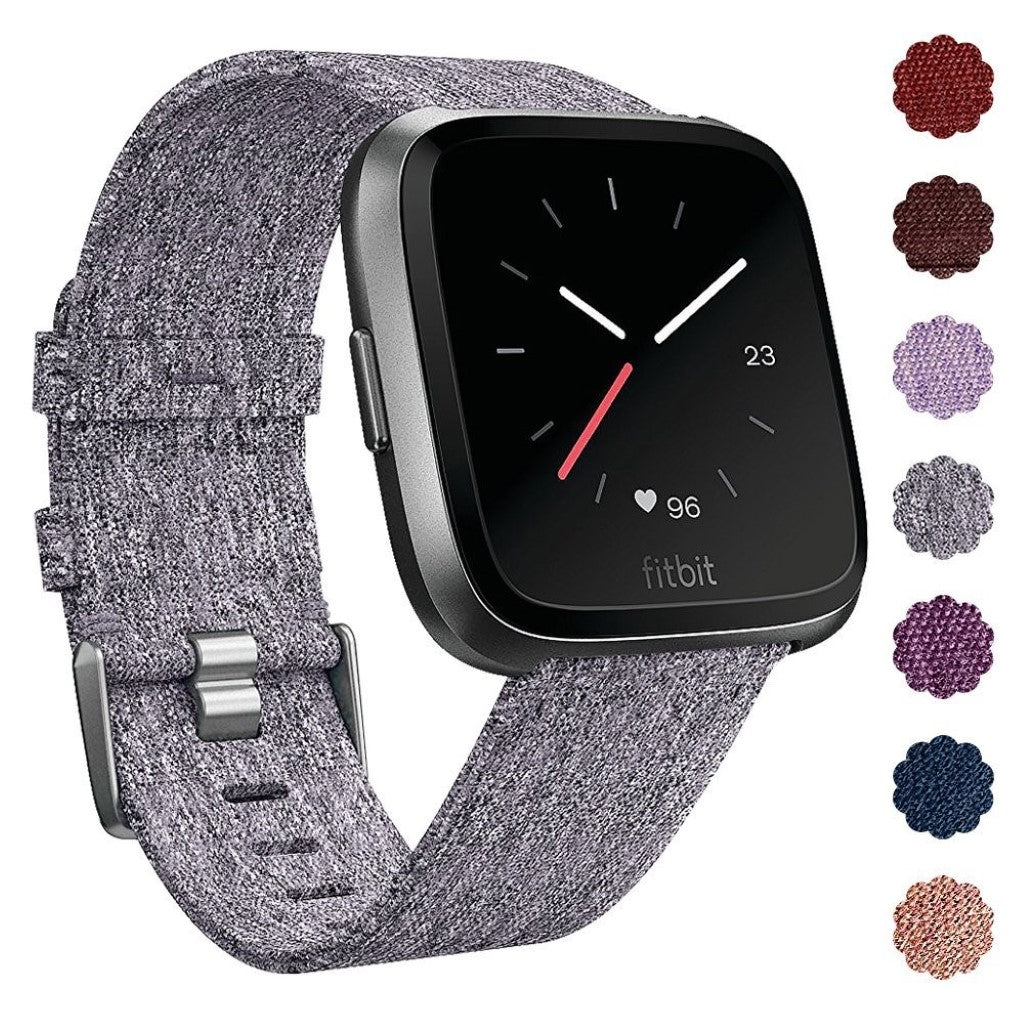 Sejt Fitbit Versa Nylon Rem - Sølv#serie_1