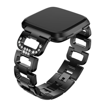 Fint Fitbit Versa Metal og Rhinsten Rem - Sølv#serie_2