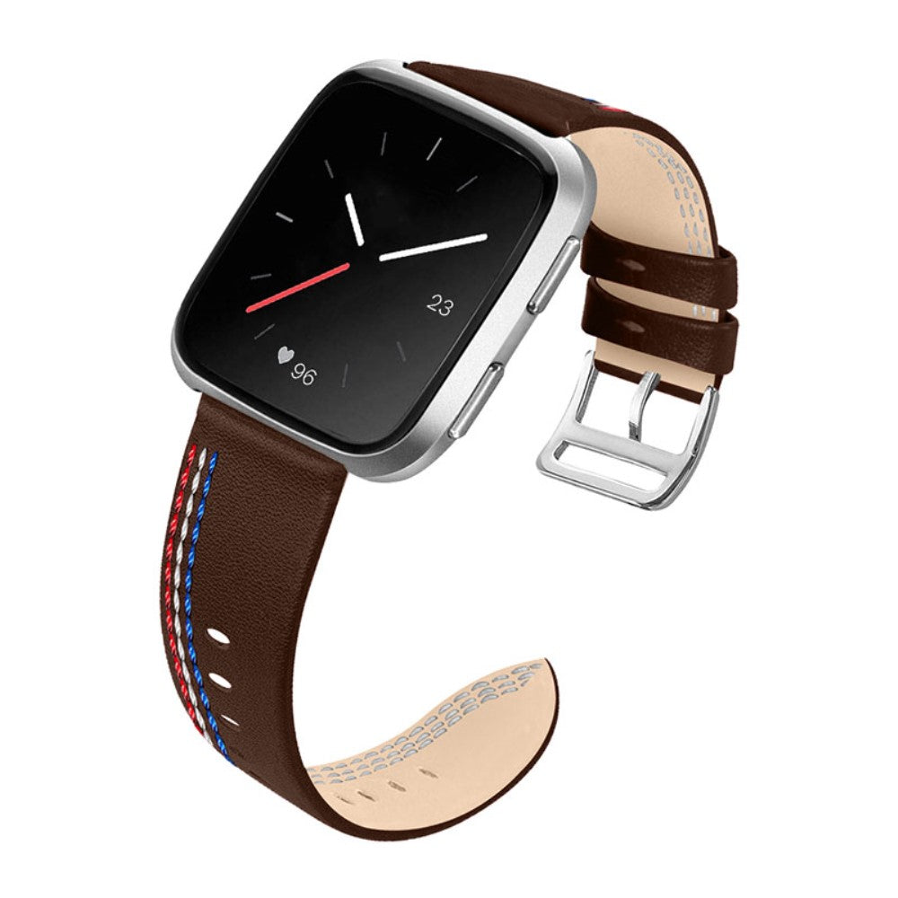 Kønt Fitbit Versa 2 / Fitbit Versa Lite Ægte læder Rem - Brun#serie_4