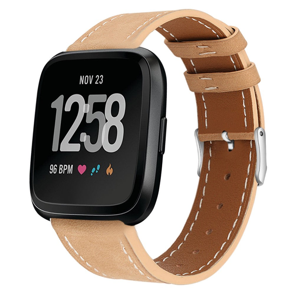 Elegant Fitbit Versa 2 / Fitbit Versa Lite Ægte læder Urrem - Brun#serie_6