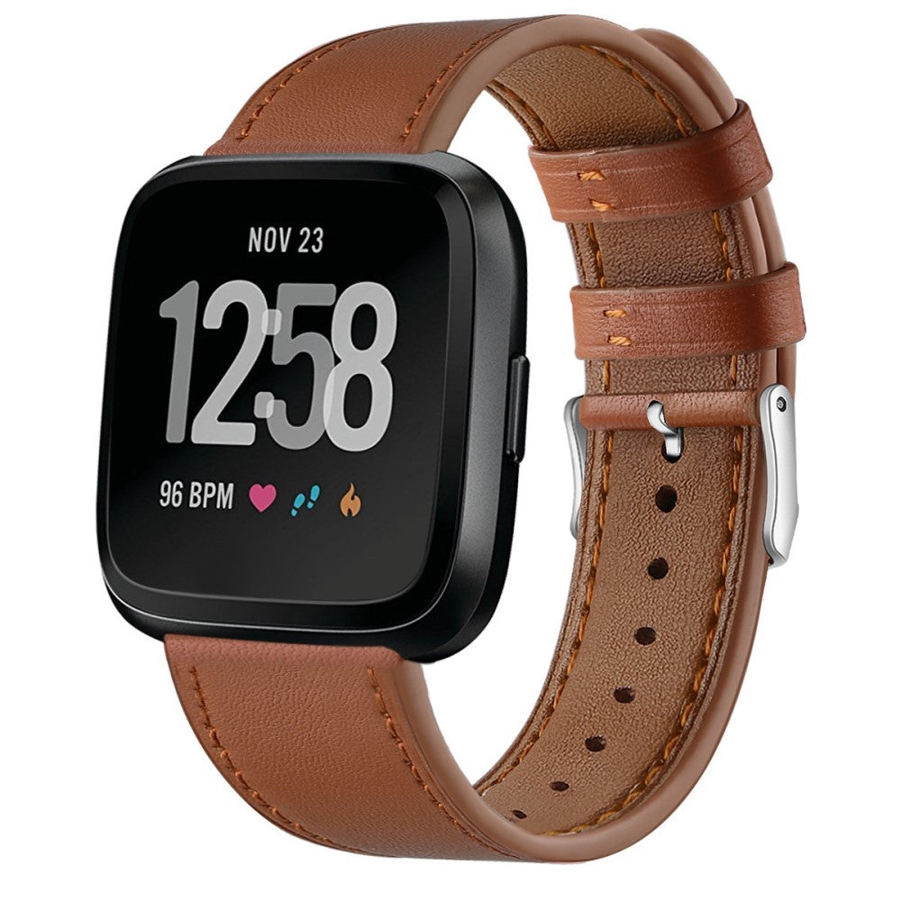 Elegant Fitbit Versa 2 / Fitbit Versa Lite Ægte læder Urrem - Brun#serie_8