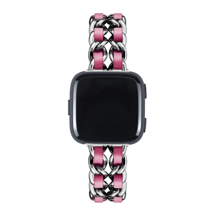 Smuk Fitbit Versa 3 / Fitbit Sense Metal og Kunstlæder Rem - Pink#serie_1