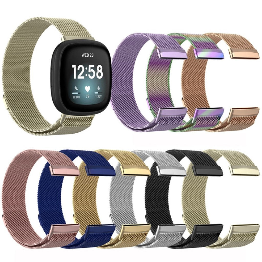 Kønt Fitbit Versa 3 / Fitbit Sense Metal Rem - Størrelse: L - Sort#serie_1