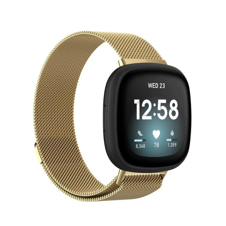 Kønt Fitbit Versa 3 / Fitbit Sense Metal Rem - Størrelse: L - Guld#serie_3