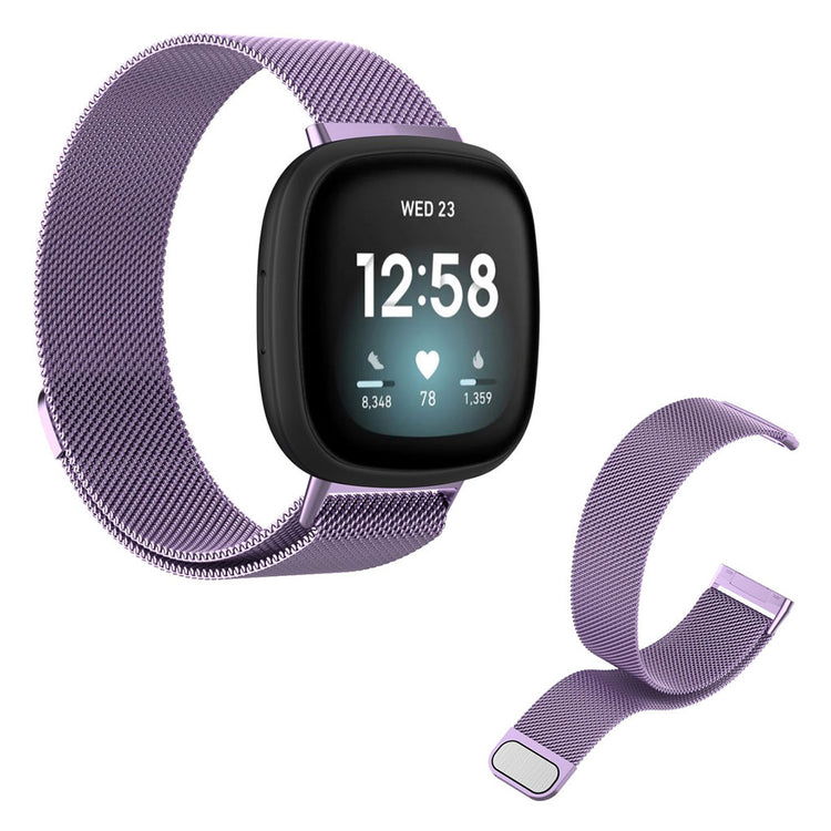 Kønt Fitbit Versa 3 / Fitbit Sense Metal Rem - Størrelse: L - Lilla#serie_6