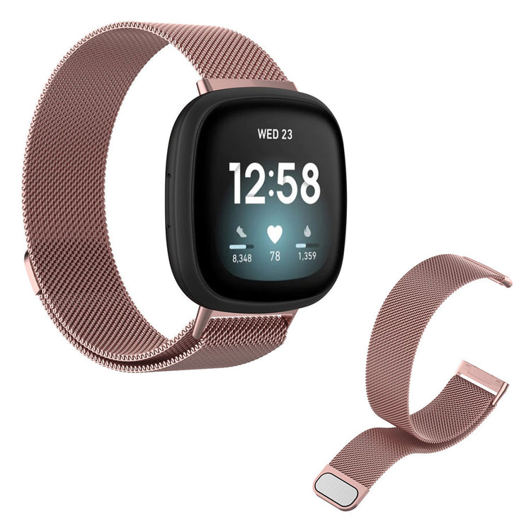 Kønt Fitbit Versa 3 / Fitbit Sense Metal Rem - Størrelse: L - Pink#serie_9