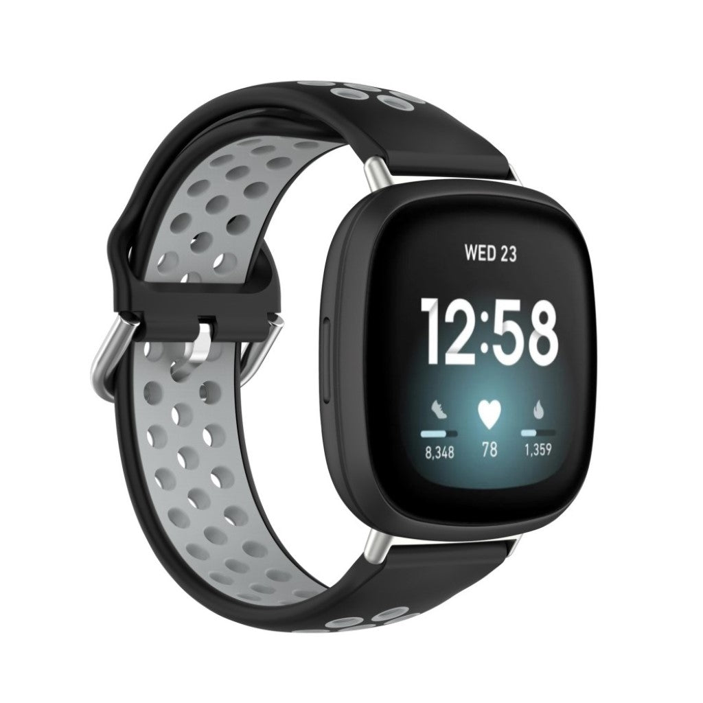 Super fint Fitbit Versa 3 / Fitbit Sense Silikone Rem - Sort#serie_1