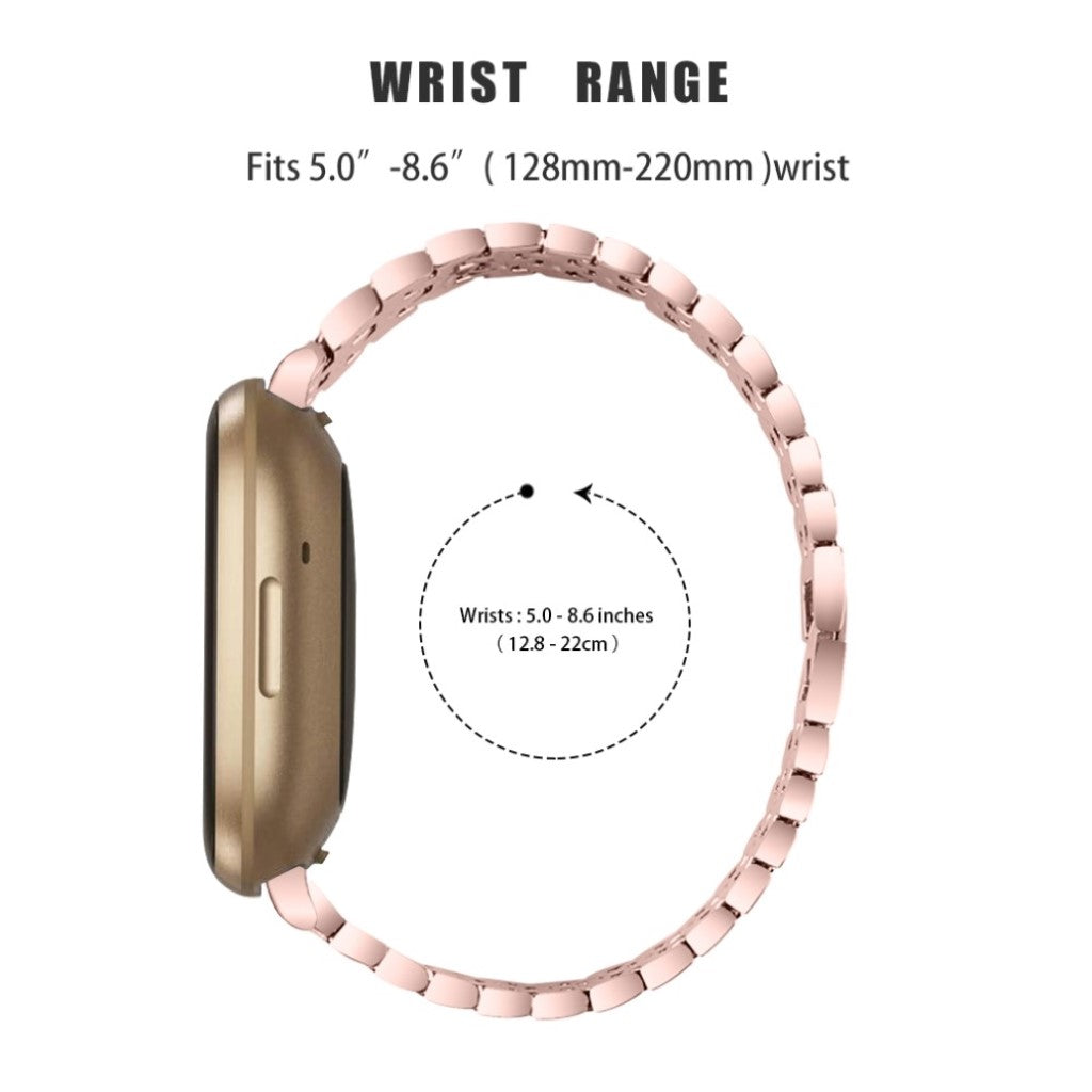 Smuk Fitbit Versa 3 / Fitbit Sense Metal og Rhinsten Rem - Pink#serie_4