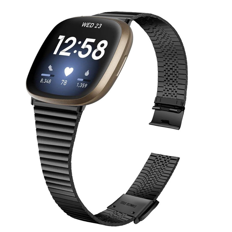 Rigtigt slidstærk Fitbit Versa 3 Metal Rem - Sort#serie_3