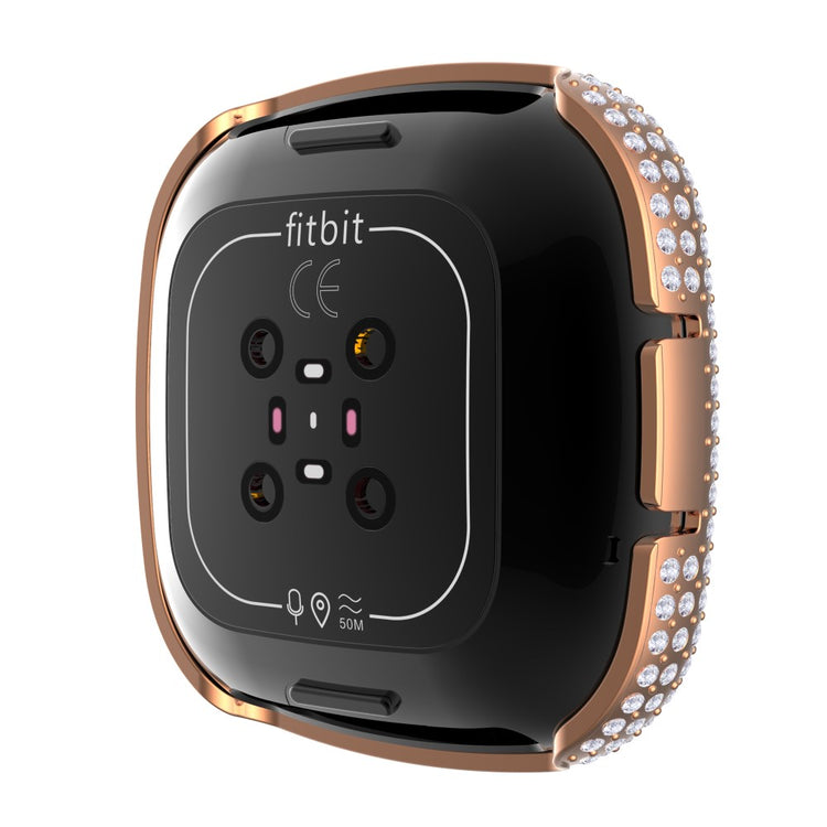  Fitbit Versa 3 Plastik og Rhinsten Cover med Skærmbeskytter - Pink#serie_3