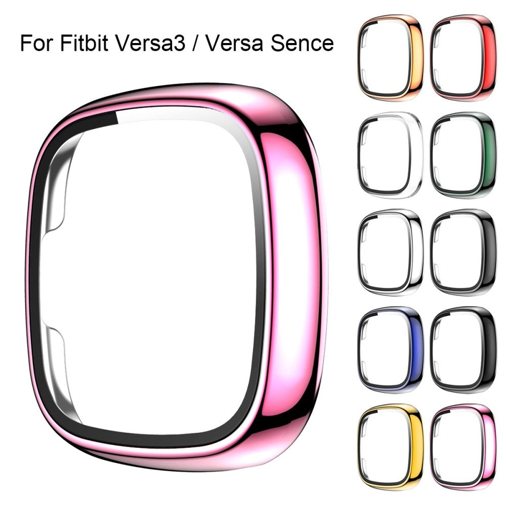 Vildt Godt Fitbit Versa 3 Cover med Skærmbeskytter i Plastik og Hærdet Glas - Pink#serie_1