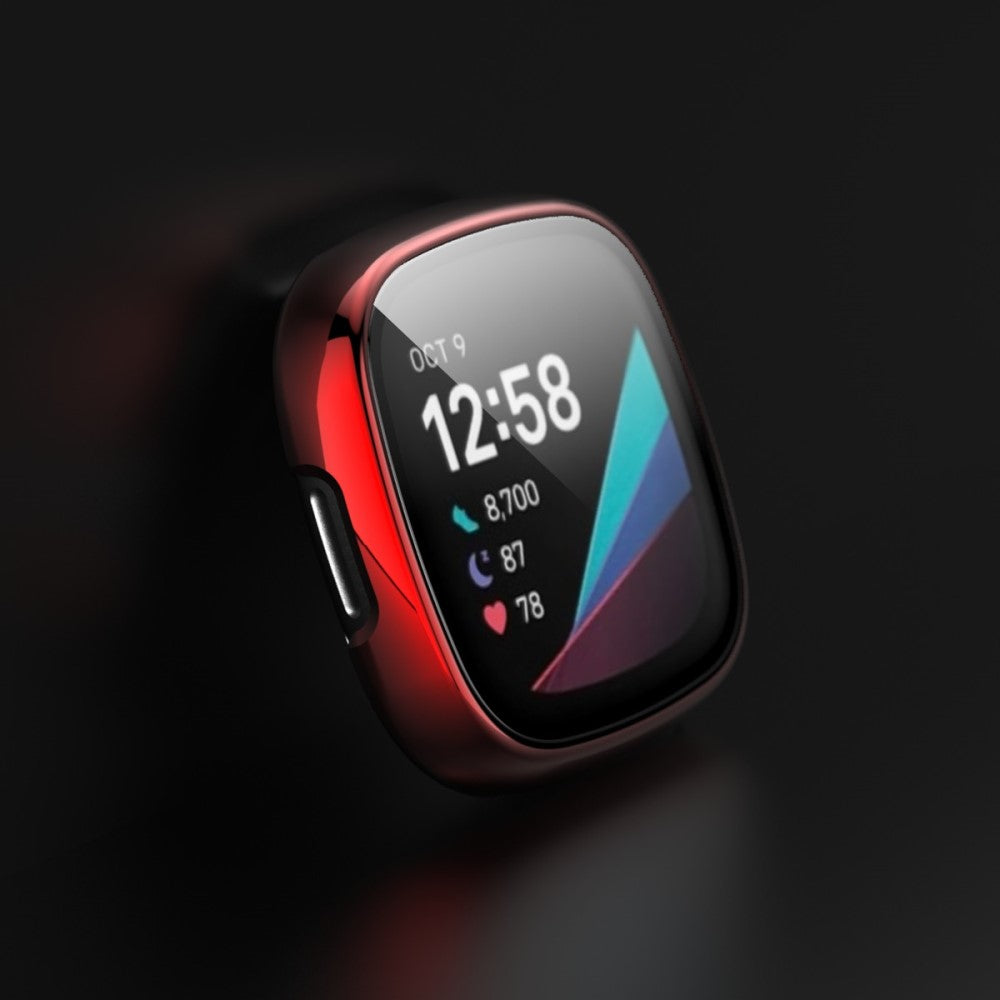 Vildt Godt Fitbit Versa 3 Cover med Skærmbeskytter i Plastik og Hærdet Glas - Rød#serie_3