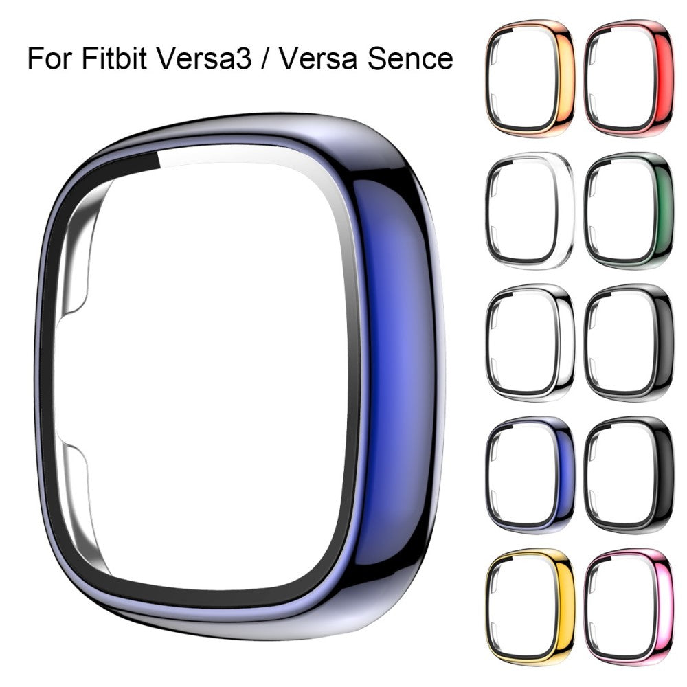 Vildt Godt Fitbit Versa 3 Cover med Skærmbeskytter i Plastik og Hærdet Glas - Blå#serie_6