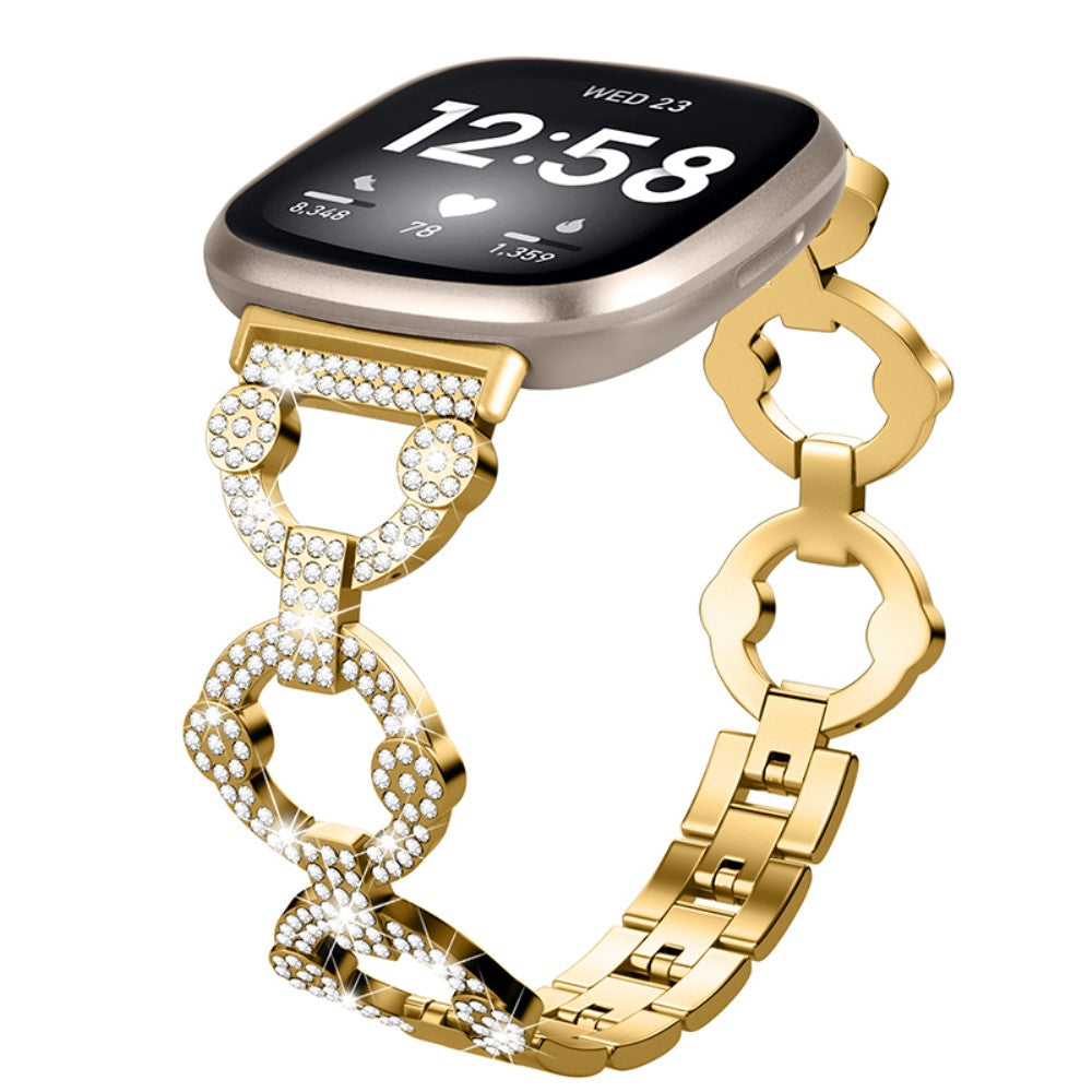 Yndigt Fitbit Sense / Fitbit Versa 3 Metal og Rhinsten Rem - Guld#serie_2