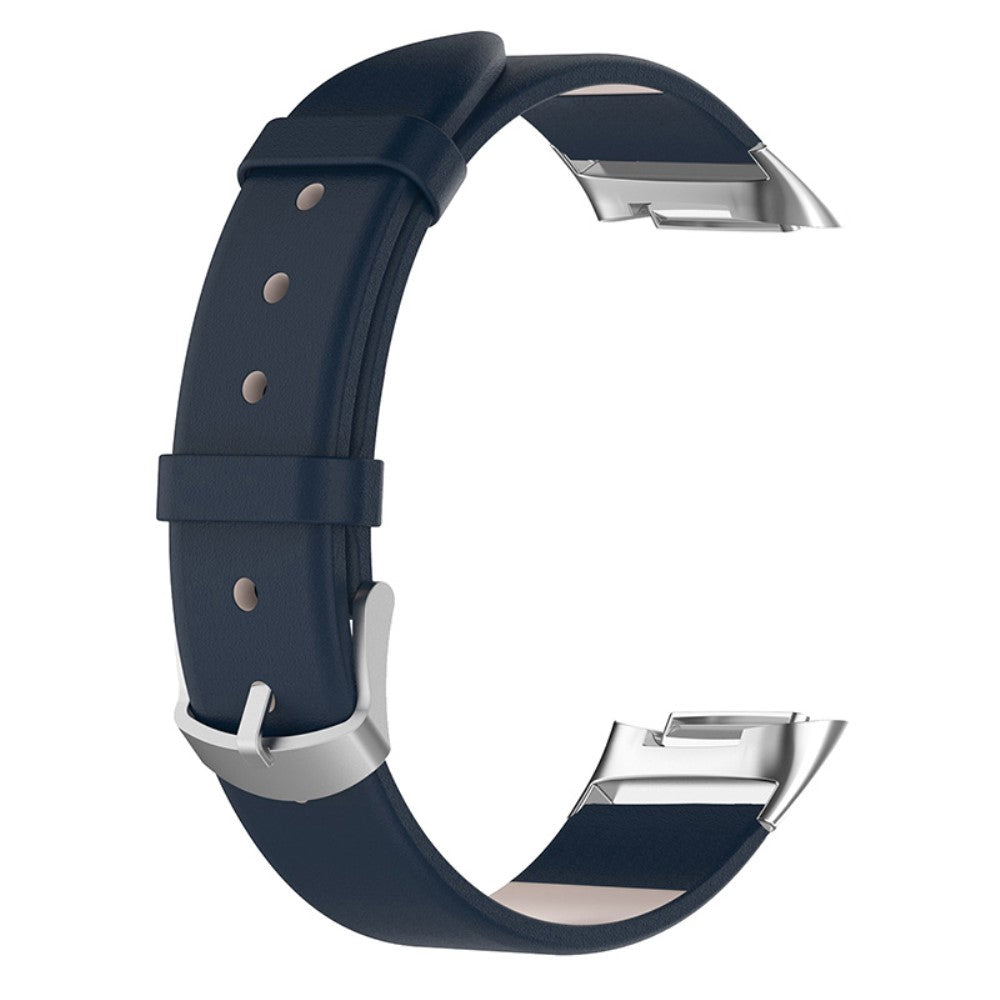 Vildt skøn Fitbit Charge 5 Ægte læder Rem - Blå#serie_1