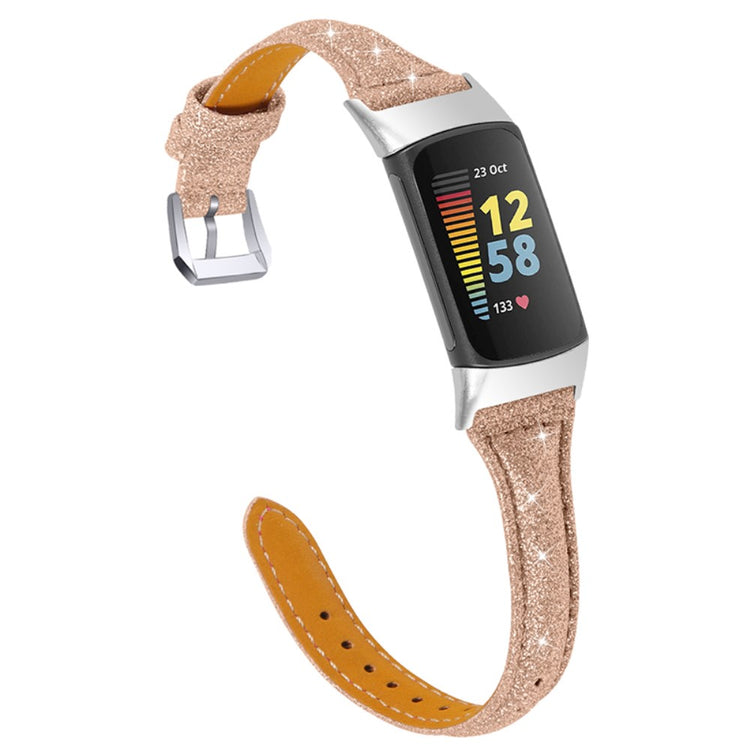 Helt vildt fantastisk Fitbit Charge 5 Ægte læder Rem - Pink#serie_13