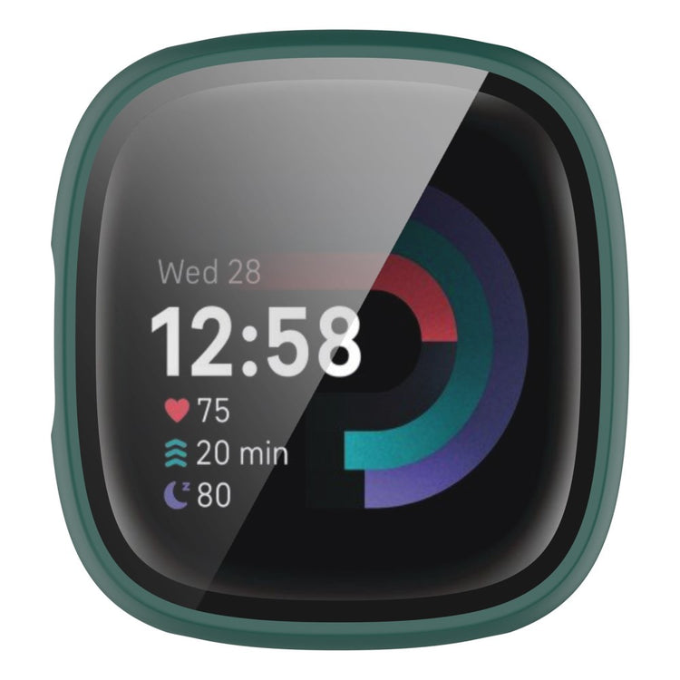 Alle Tiders Fitbit Sense 2 / Fitbit Versa 4 Cover med Skærmbeskytter i Plastik og Hærdet Glas - Grøn#serie_3