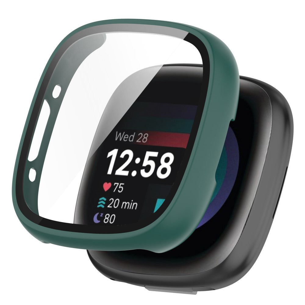 Alle Tiders Fitbit Sense 2 / Fitbit Versa 4 Cover med Skærmbeskytter i Plastik og Hærdet Glas - Grøn#serie_3