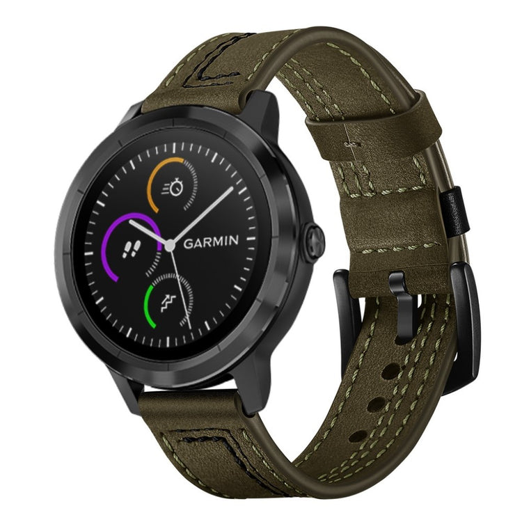 Fed Garmin Vivoactive 3 / Garmin Vivomove HR Ægte læder Rem - Grøn#serie_2