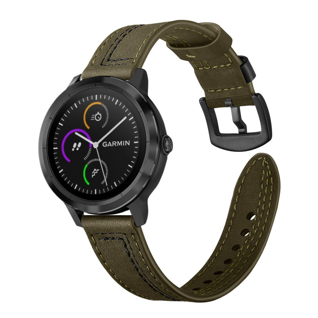 Fed Garmin Vivoactive 3 / Garmin Vivomove HR Ægte læder Rem - Grøn#serie_2